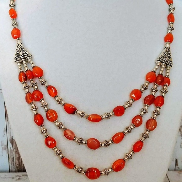 Jewelry - Silver & Carnelian Layered Necklace